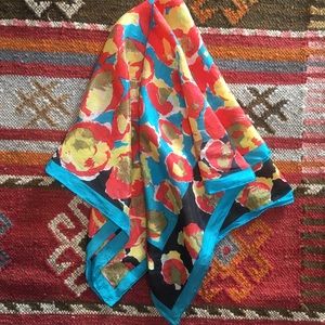 Vintage Silk Scarf Cheetah Floral Polka Dot Print